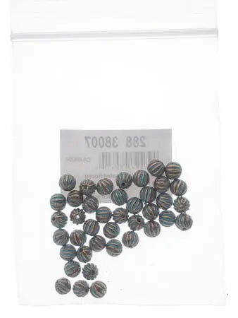 Metal Bead - Corrugated Round Patina Finish