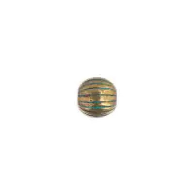 Metal Bead - Corrugated Round 8mm Patina Finish - Cosplay Supplies Inc