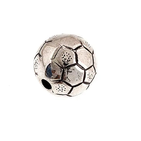 Bead - Soccer Ball Round 14mm Antique Silver 25pcs