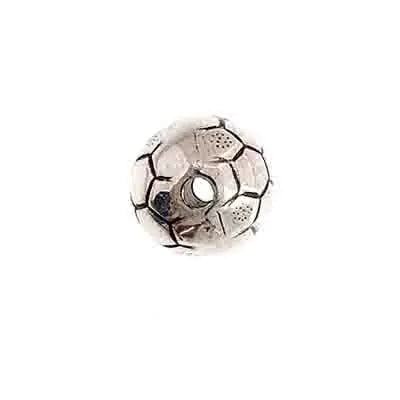 Bead - Soccer Ball Round 14mm Antique Silver 25pcs - Cosplay Supplies Inc