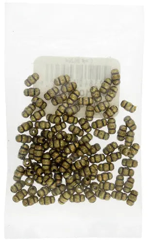 Beads Metalized Ribbed Rice Shape 3.5x6mm Antique Gold