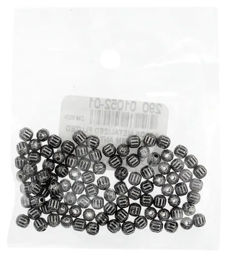 Beads Metalized Fluted Round 5mm Antique Silver