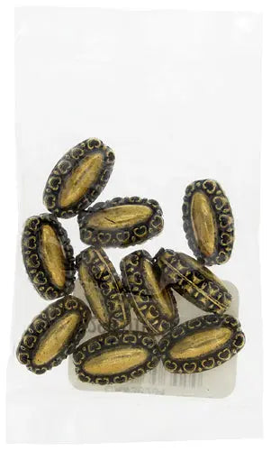 Metalized Fancy Oval 10x16mm Antique Gold Lead Free Nickel Free