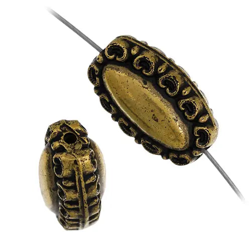 Metalized Fancy Oval 10x16mm Antique Gold Lead Free Nickel Free