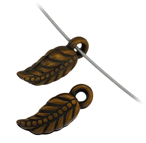 Metalized Bead 5x12mm Leaf Shape Antique Brass