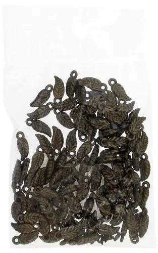 Metalized Bead 5x12mm Leaf Shape Antique Brass