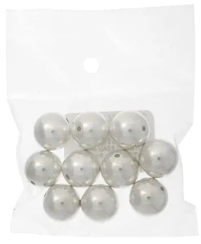 Metalized Bead W/ Sterling Silver Coating 16mm Round Silver