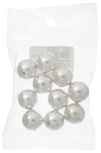 Metalized Bead W/ Sterling Silver Coating Round 18mm Silver