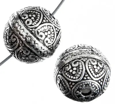 Metalized Bead W/ Sterling Silver Coating 14mm Round Antique Silver