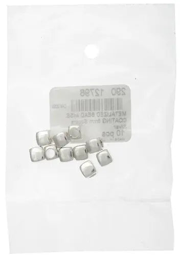 Metalized Bead W/ Sterling Silver Coating 6mm Square Silver