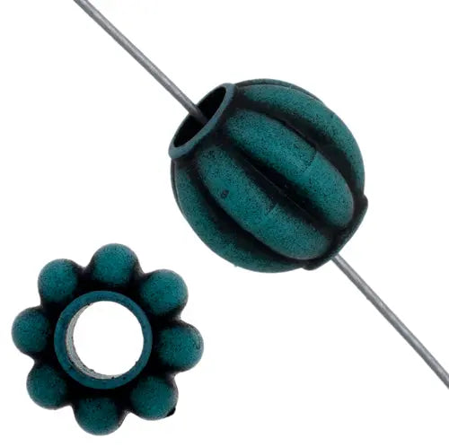 Metalized Melon Pony Bead 10mm Antique Turquoise