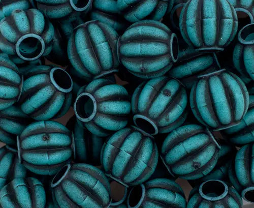 Metalized Melon Pony Bead 10mm Antique Turquoise