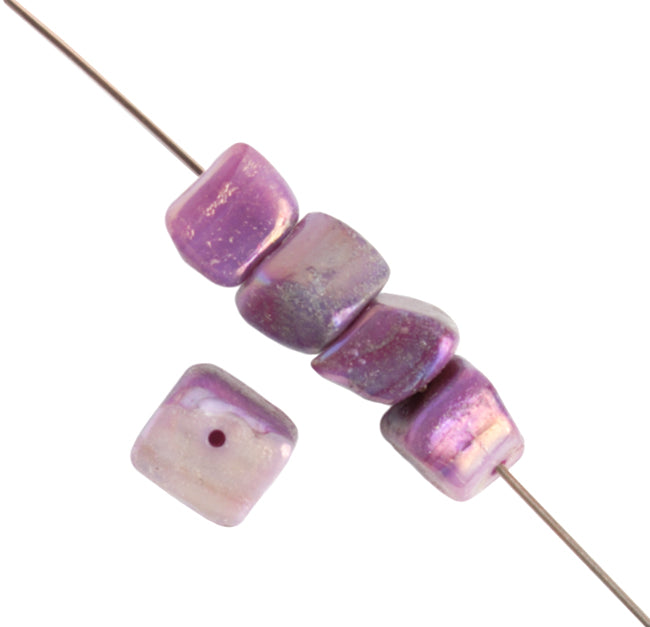 Shell Beads Dice AB 6mm 8in Strung ( Approx .28pcs) 