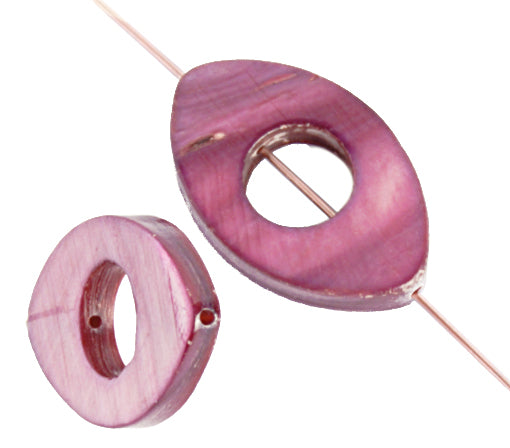 Shell Oval W/ Center Hole 15x25mm 8" Strung (8pcs) 