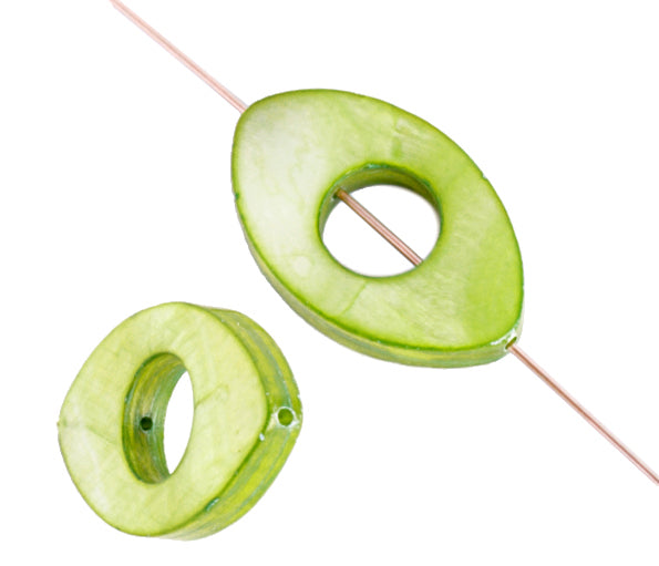 Shell Oval W/ Center Hole 15x25mm 8" Strung (8pcs) 
