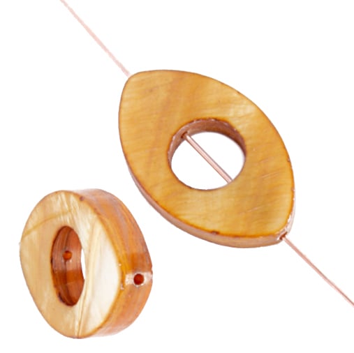 Shell Oval W/ Center Hole 15x25mm 8" Strung (8pcs) 