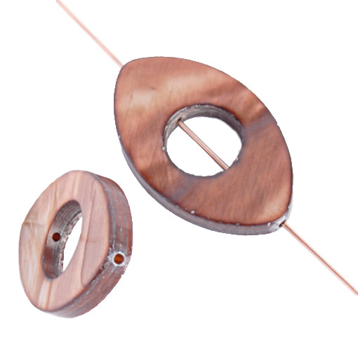 Shell Oval W/ Center Hole 15x25mm 8" Strung (8pcs) 