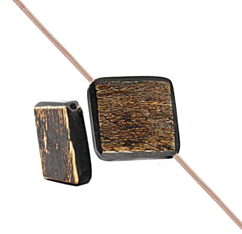 Horn Bead Diamond 25x5mm 16in Strung Black/Brown Work On Horn