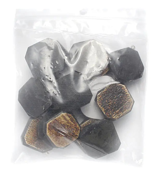 Horn Bead Octagon 25x5mm 16in Strung Black/Brown Work On Horn