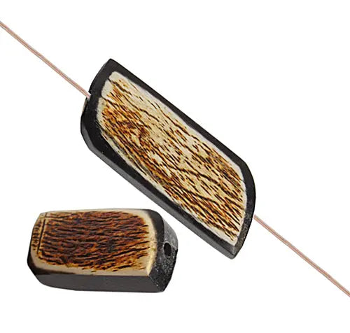 Horn Bead Irregular 23x13x4mm 16in Black/Brown Work On Horn