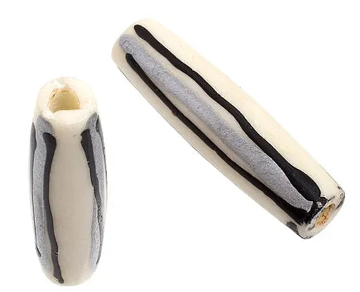 Bone Pipe Shape 1" Off White/Silver/Black Work On Bone