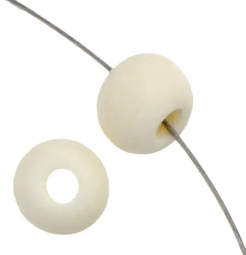 Bone Beads Round W/ Hole Ivory Worked On Bone
