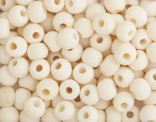 Bone Beads Round W/ Hole Ivory Worked On Bone