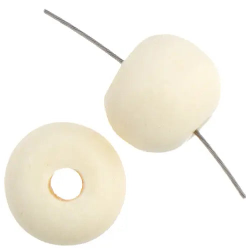 Bone Beads Round W/ Hole Ivory Worked On Bone