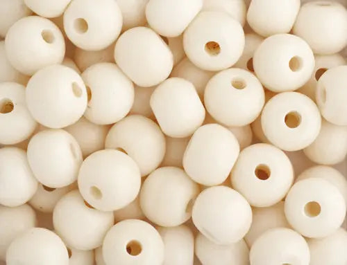 Bone Beads Round W/ Hole Ivory Worked On Bone