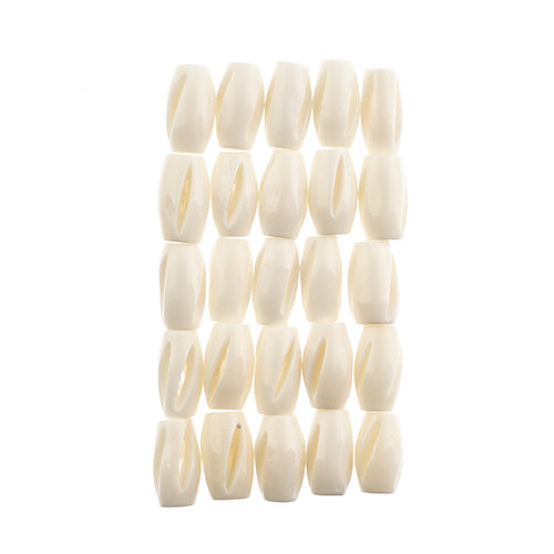 Bone Bead Pipe 0.5in Natural 25pcs Worked On Bone