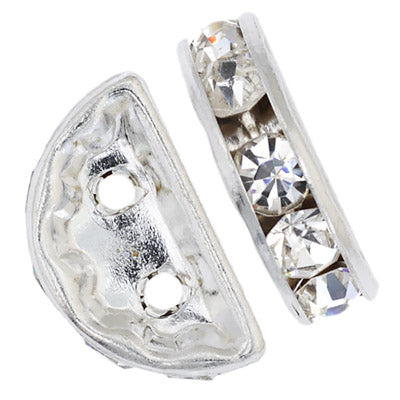 Czech Rhinestone Spacer 2-Hole Half Moon 12.5x6.5mm - Cosplay Supplies Inc