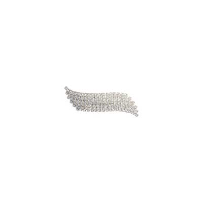 Hair Barrette 82x30mm Wavy Crystal/Silver - Cosplay Supplies Inc