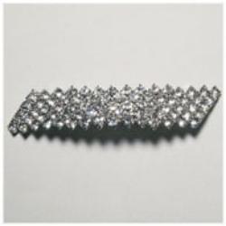 Rhinestone Hair Barrette 5 Row Stones Silver/Crystal