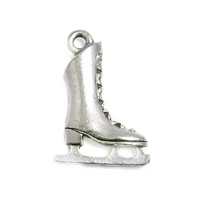 Pendant - Ice Skate Antique Silver Lead Free - Cosplay Supplies Inc