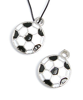 Pendant - Soccer Ball Epoxy 13mm Lead Free / Nickel Free Black/White/Silver