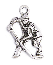 Pendant - Hockey Player 17mm Antique Silver Lead Free / Nickel Free