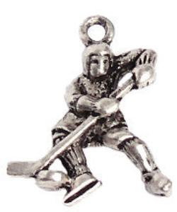 Pendant - Hockey Player 21mm Antique Silver Lead Free / Nickel Free