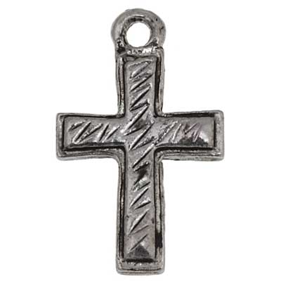 Pendant - Etched Cross 18x13mm Antique Silver Lead Free / Nickel Free - Cosplay Supplies Inc