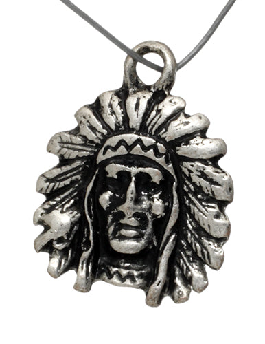 Pendant - Native Head Antique Silver Lead & Nickel Free