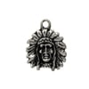 Pendant - Native Head Antique Silver Lead & Nickel Free