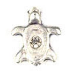 Pendant - Metal Turtle W/ Crystal Stone Antique Silver Lead Free Nickel Free