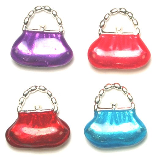 Pendant - Purse Epoxy Assorted Colors Antique Pewter Lead Free