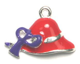 Pendant - Red Hat With Purple Bow Lead Free