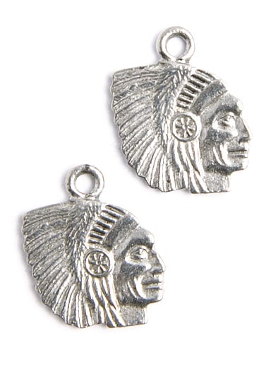 Pendant - Native Head 18mm Antique Pewter Lead Free Nickel Free