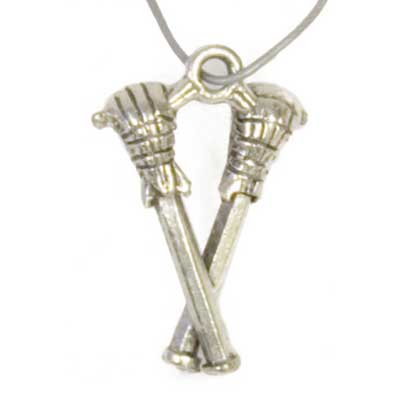 Pendant - Lacrosse Stick Antique Silver Lead Free - Cosplay Supplies Inc