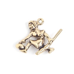 Pendant Curling Girl 19mm W/ Broom  Lead Free Nickel Free - Cosplay Supplies Inc