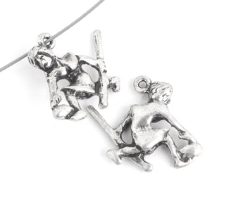 Pendant Curling Girl 19mm W/ Broom  Lead Free Nickel Free