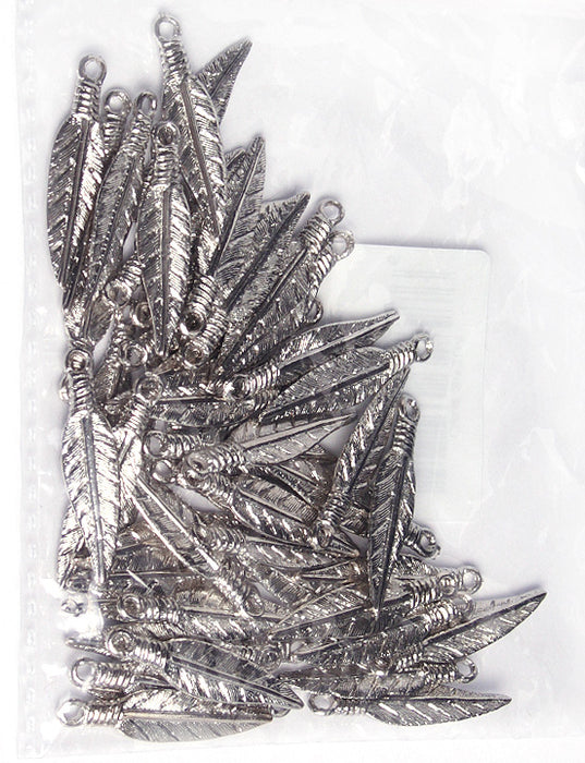 Pendant Metal Feather 25x6mm Nickel Color Lead Free / Nickel Free