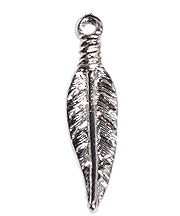 Pendant Metal Feather 25x6mm Nickel Color Lead Free / Nickel Free
