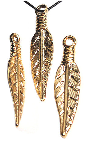 Metal Feather Pendant Lead Free / Nickel Free